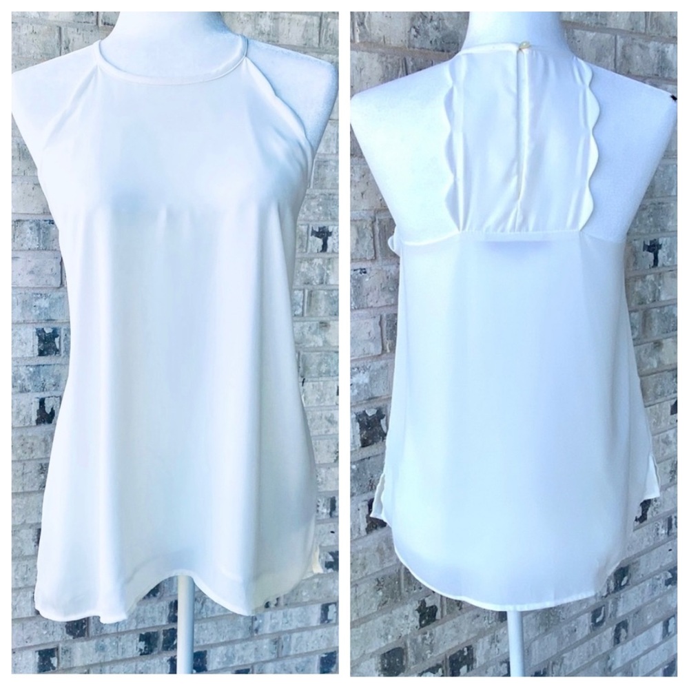 NWOT LOFT Scalloped Trim Halter Neck Blouse
